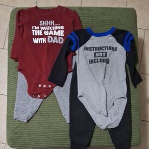 Playful Kids Bodysuit Set - Maroon and Gray